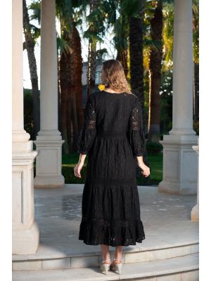 Сукня з бавовняного гіпюру з мереживом 5088-F-black-C